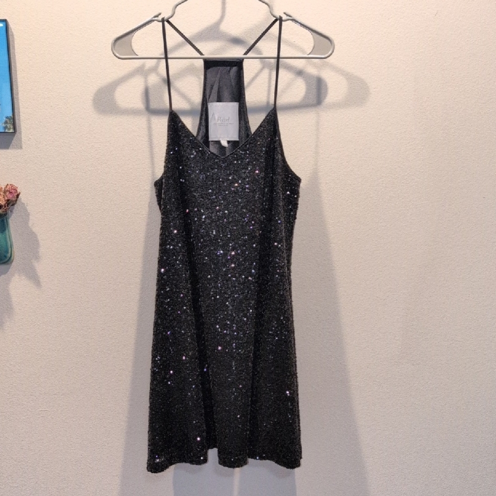 Pearl By Georgina Chapman Marchesa Black Sequin Mini Dress, Size 10